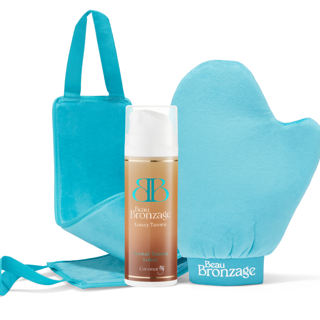 Beau Bronzage Every Day Gradual Tanning Lotion, with velvet applicator mitt and back applicator