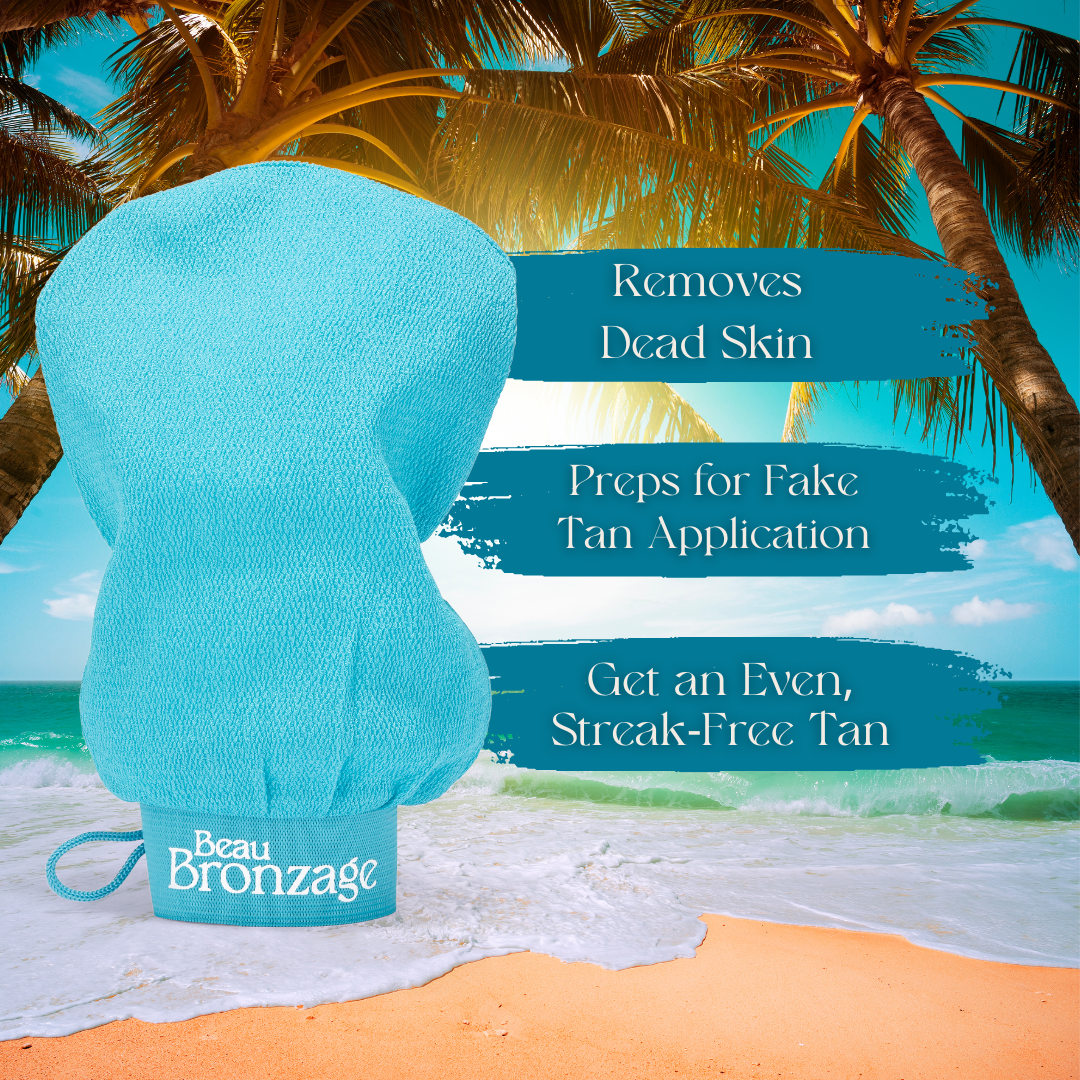 Beau Bronzage Self Tanning Exfoliation Mitt - removes dead skin, preps for fake tan application and gives an even and streak-free tan